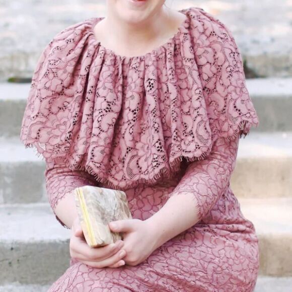 Dainty Jewells Antebellum Dark Mauve Modest Lace Slimming Sheath Midi Dress - Picture 3 of 13